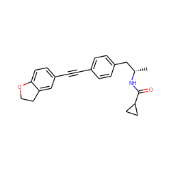 C[C@@H](Cc1ccc(C#Cc2ccc3c(c2)CCO3)cc1)NC(=O)C1CC1 ZINC000169706162