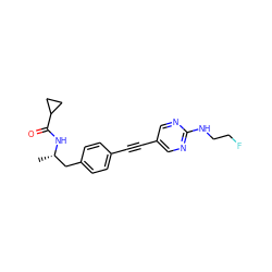 C[C@@H](Cc1ccc(C#Cc2cnc(NCCF)nc2)cc1)NC(=O)C1CC1 ZINC000113409048