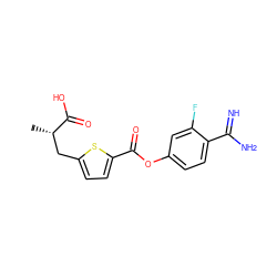 C[C@@H](Cc1ccc(C(=O)Oc2ccc(C(=N)N)c(F)c2)s1)C(=O)O ZINC000144314378