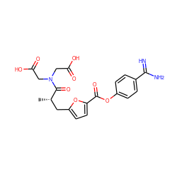 C[C@@H](Cc1ccc(C(=O)Oc2ccc(C(=N)N)cc2)o1)C(=O)N(CC(=O)O)CC(=O)O ZINC000144356698