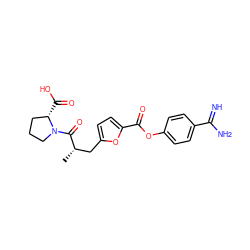 C[C@@H](Cc1ccc(C(=O)Oc2ccc(C(=N)N)cc2)o1)C(=O)N1CCC[C@@H]1C(=O)O ZINC000145939291