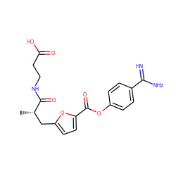 C[C@@H](Cc1ccc(C(=O)Oc2ccc(C(=N)N)cc2)o1)C(=O)NCCC(=O)O ZINC000145952014