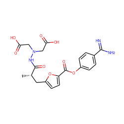 C[C@@H](Cc1ccc(C(=O)Oc2ccc(C(=N)N)cc2)o1)C(=O)NN(CC(=O)O)CC(=O)O ZINC000169698910