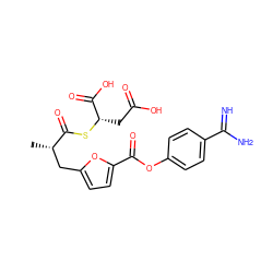 C[C@@H](Cc1ccc(C(=O)Oc2ccc(C(=N)N)cc2)o1)C(=O)S[C@@H](CC(=O)O)C(=O)O ZINC000145981089