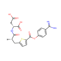 C[C@@H](Cc1ccc(C(=O)Oc2ccc(C(=N)N)cc2)s1)C(=O)N[C@H](CC(=O)O)C(=O)O ZINC000144352098