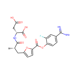 C[C@@H](Cc1ccc(C(=O)Oc2ccc(C(=N)N)cc2F)o1)C(=O)N[C@H](CC(=O)O)C(=O)O ZINC000145944379