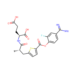 C[C@@H](Cc1ccc(C(=O)Oc2ccc(C(=N)N)cc2F)s1)C(=O)N[C@@H](CCC(=O)O)C(=O)O ZINC000144357113