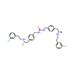 C[C@@H](Cc1ccc(CNC(=O)NCc2ccc(C[C@@H](C)NCCc3cccc(Cl)c3)cc2)cc1)NCCc1cccc(Cl)c1 ZINC000048307375