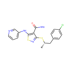 C[C@@H](Cc1ccc(Cl)cc1)Sc1nsc(Nc2cccnc2)c1C(N)=O ZINC000036349015