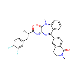 C[C@@H](Cc1ccc(F)c(F)c1)C(=O)N[C@H]1N=C(c2ccc3c(c2)CCN(C)C3=O)c2ccccc2N(C)C1=O ZINC000027411870