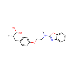 C[C@@H](Cc1ccc(OCCN(C)c2nc3ccccc3o2)cc1)C(=O)O ZINC000026265038