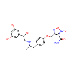 C[C@@H](Cc1ccc(OCc2no[n+]([O-])c2C(N)=O)cc1)NC[C@@H](O)c1cc(O)cc(O)c1 ZINC000028711818