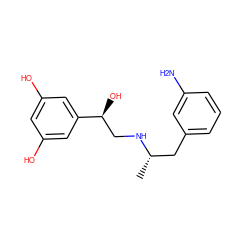 C[C@@H](Cc1cccc(N)c1)NC[C@H](O)c1cc(O)cc(O)c1 ZINC001772616589