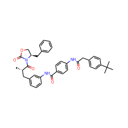 C[C@@H](Cc1cccc(NC(=O)c2ccc(NC(=O)Cc3ccc(C(C)(C)C)cc3)cc2)c1)C(=O)N1C(=O)OC[C@H]1Cc1ccccc1 ZINC000473107198