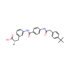 C[C@@H](Cc1cccc(NC(=O)c2ccc(NC(=O)Cc3ccc(C(C)(C)C)cc3)cc2)c1)C(=O)O ZINC000473109182