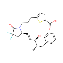 C[C@@H](Cc1ccccc1)[C@H](O)/C=C/[C@H]1CC(F)(F)C(=O)N1CCCc1ccc(C(=O)O)s1 ZINC000148787633