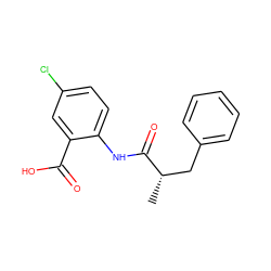 C[C@@H](Cc1ccccc1)C(=O)Nc1ccc(Cl)cc1C(=O)O ZINC000013677454