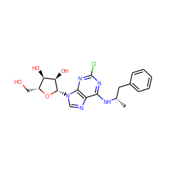 C[C@@H](Cc1ccccc1)Nc1nc(Cl)nc2c1ncn2[C@@H]1O[C@H](CO)[C@@H](O)[C@H]1O ZINC000012405264