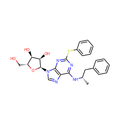 C[C@@H](Cc1ccccc1)Nc1nc(Sc2ccccc2)nc2c1ncn2[C@H]1O[C@H](CO)[C@@H](O)[C@H]1O ZINC000049051358