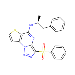 C[C@@H](Cc1ccccc1)Nc1nc2c(S(=O)(=O)c3ccccc3)nnn2c2ccsc12 ZINC000009971118