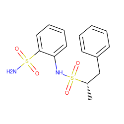 C[C@@H](Cc1ccccc1)S(=O)(=O)Nc1ccccc1S(N)(=O)=O ZINC000143821965