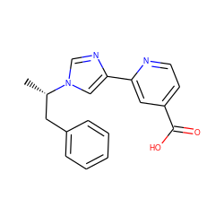 C[C@@H](Cc1ccccc1)n1cnc(-c2cc(C(=O)O)ccn2)c1 ZINC000225945179