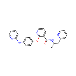 C[C@@H](Cc1ccccn1)NC(=O)c1cccnc1Oc1ccc(Nc2ccccn2)cc1 ZINC000143133165