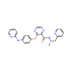 C[C@@H](Cc1ccccn1)NC(=O)c1nccnc1Oc1ccc(Nc2ccccn2)cc1 ZINC000146139730