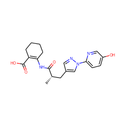 C[C@@H](Cc1cnn(-c2ccc(O)cn2)c1)C(=O)NC1=C(C(=O)O)CCCC1 ZINC000049036842