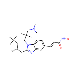 C[C@@H](Cc1nc2cc(/C=C/C(=O)NO)ccc2n1CC(C)(C)CN(C)C)CC(C)(C)C ZINC000072120456