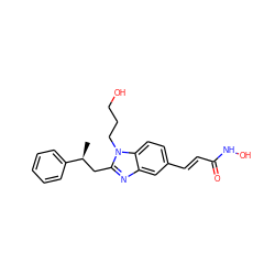 C[C@@H](Cc1nc2cc(/C=C/C(=O)NO)ccc2n1CCCO)c1ccccc1 ZINC000013981305