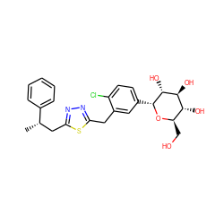 C[C@@H](Cc1nnc(Cc2cc([C@H]3O[C@H](CO)[C@@H](O)[C@H](O)[C@H]3O)ccc2Cl)s1)c1ccccc1 ZINC000096173905