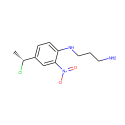 C[C@@H](Cl)c1ccc(NCCCN)c([N+](=O)[O-])c1 ZINC000028644950