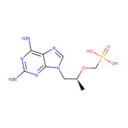 C[C@@H](Cn1cnc2c(N)nc(N)nc21)OCP(=O)(O)O ZINC000002047763