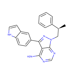 C[C@@H](Cn1nc(-c2ccc3[nH]ccc3c2)c2c(N)ncnc21)c1ccccc1 ZINC000473135065