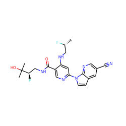 C[C@@H](F)CNc1cc(-n2ccc3cc(C#N)cnc32)ncc1C(=O)NC[C@@H](F)C(C)(C)O ZINC001772650465