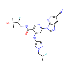 C[C@@H](F)Cn1cc(Nc2cc(-n3cnc4cc(C#N)cnc43)ncc2C(=O)NC[C@@H](F)C(C)(C)O)cn1 ZINC001772589344