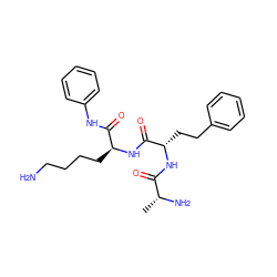 C[C@@H](N)C(=O)N[C@@H](CCc1ccccc1)C(=O)N[C@@H](CCCCN)C(=O)Nc1ccccc1 ZINC000027428214