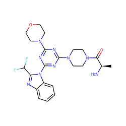 C[C@@H](N)C(=O)N1CCN(c2nc(N3CCOCC3)nc(-n3c(C(F)F)nc4ccccc43)n2)CC1 ZINC000095584698