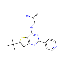 C[C@@H](N)CNc1nc(-c2ccncc2)nc2cc(C(C)(C)C)sc12 ZINC000223681954