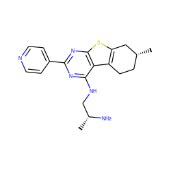 C[C@@H](N)CNc1nc(-c2ccncc2)nc2sc3c(c12)CC[C@@H](C)C3 ZINC000223658888