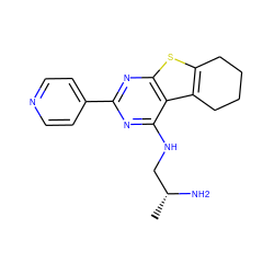 C[C@@H](N)CNc1nc(-c2ccncc2)nc2sc3c(c12)CCCC3 ZINC000220512710