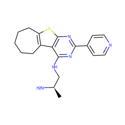 C[C@@H](N)CNc1nc(-c2ccncc2)nc2sc3c(c12)CCCCC3 ZINC000223659279