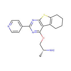 C[C@@H](N)COc1nc(-c2ccncc2)nc2sc3c(c12)CCCC3 ZINC000223661762