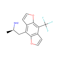 C[C@@H](N)Cc1c2ccoc2c(C(F)(F)F)c2ccoc12 ZINC000013862366