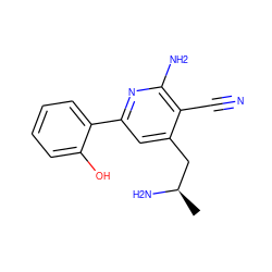 C[C@@H](N)Cc1cc(-c2ccccc2O)nc(N)c1C#N ZINC000028366850