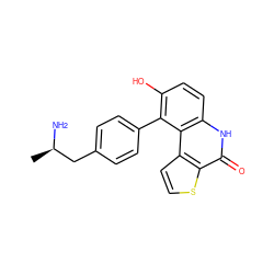 C[C@@H](N)Cc1ccc(-c2c(O)ccc3[nH]c(=O)c4sccc4c23)cc1 ZINC000150288007