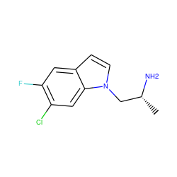 C[C@@H](N)Cn1ccc2cc(F)c(Cl)cc21 ZINC000000006375