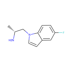 C[C@@H](N)Cn1ccc2cc(F)ccc21 ZINC000013764802