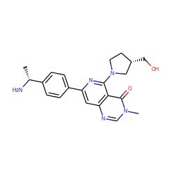 C[C@@H](N)c1ccc(-c2cc3ncn(C)c(=O)c3c(N3CC[C@H](CO)C3)n2)cc1 ZINC000143595245